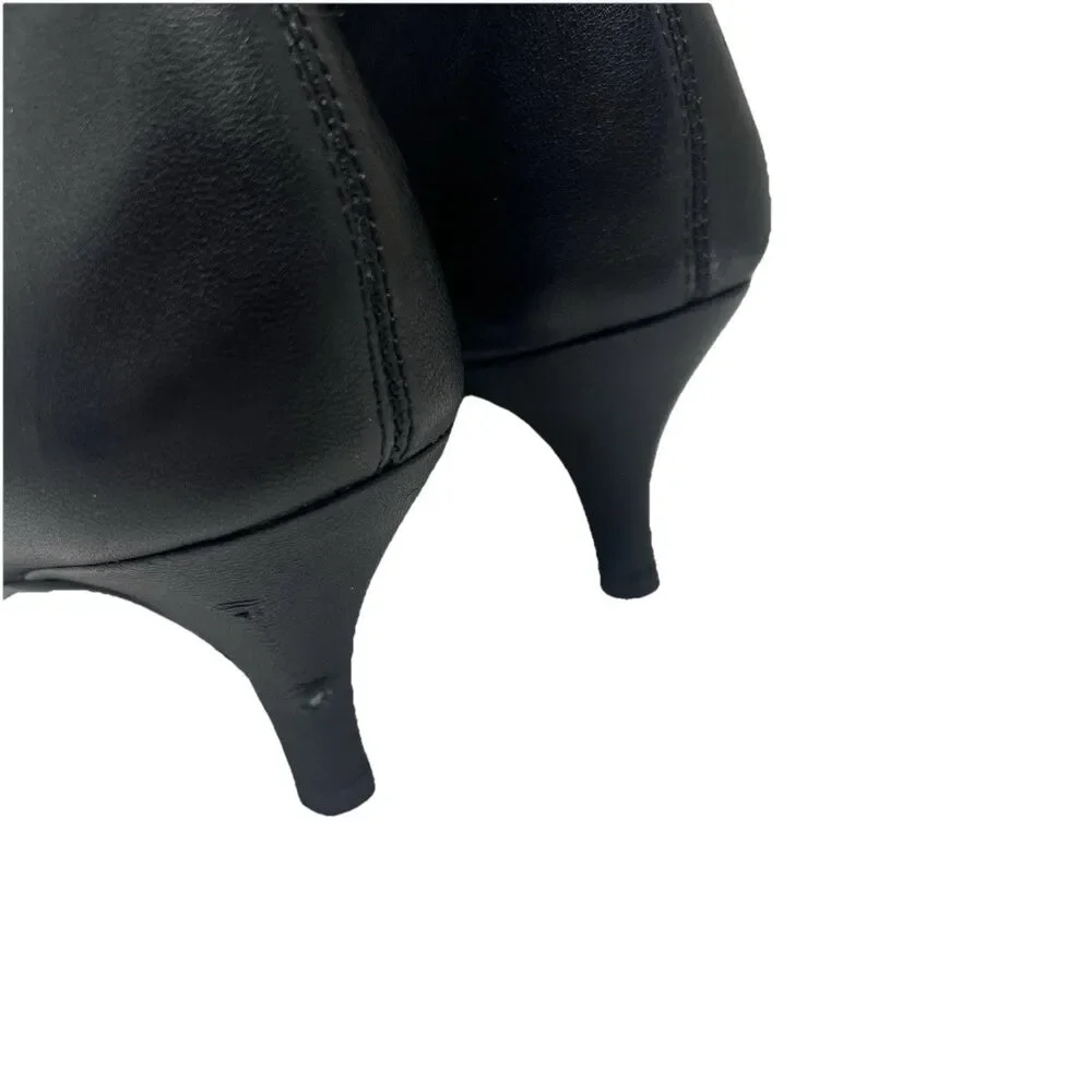 J‎ Crew Black Leather Stevie Kitten Heel Pointed Toe Ankle Boots Luxury 7.5